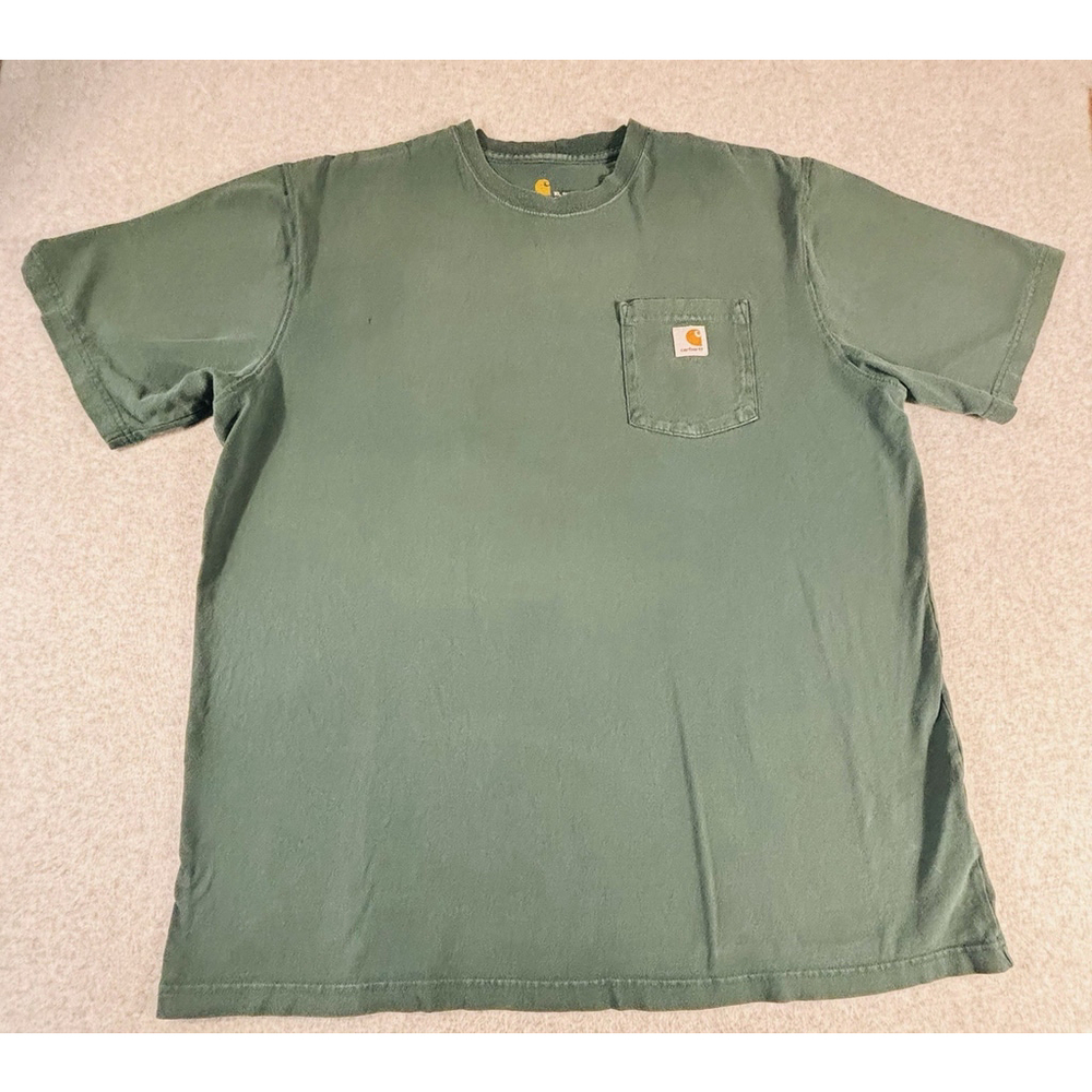 Carhartt K87 Pocket T Shirt Mens XL Tall‎ Green Original Fit Workwear Tee